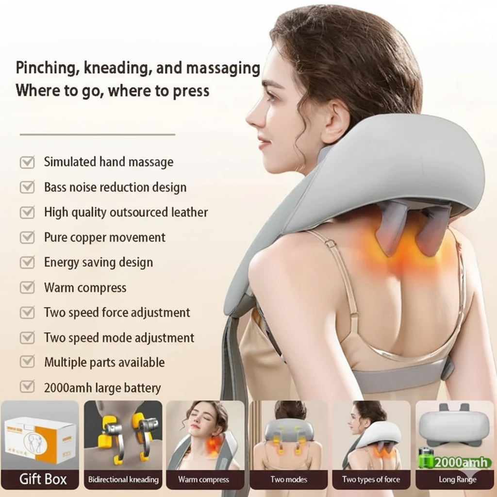 "3D Kneading Massager – Neck & Back Relief"